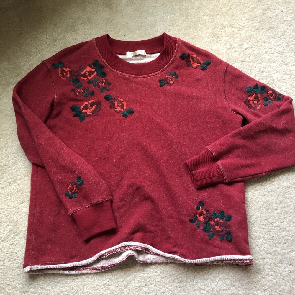 Madewell Embroidered Cutoff Sweatshirt